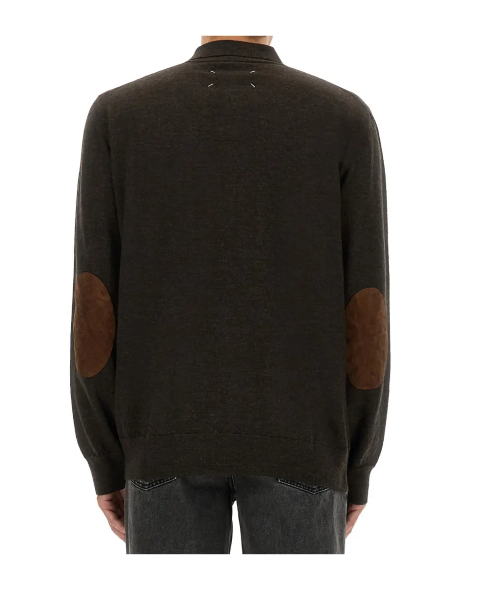 Elbow-Patch Wool Polo Shirt