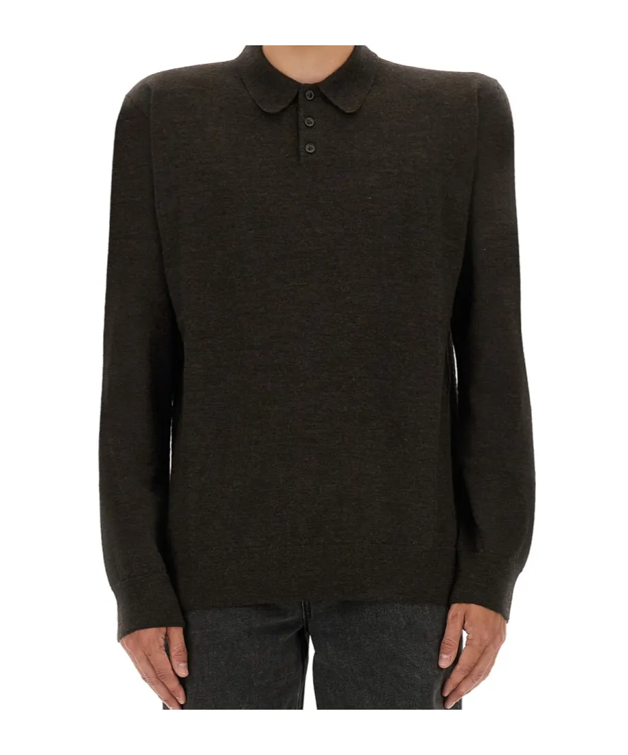 Elbow-Patch Wool Polo Shirt