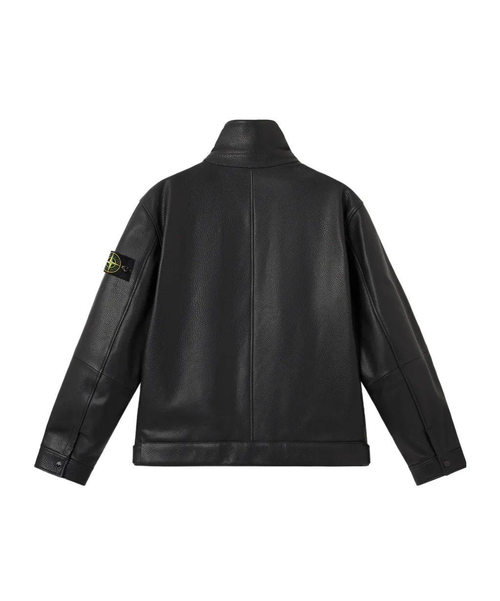 Panelled Zip-Fastening Leather Jacket