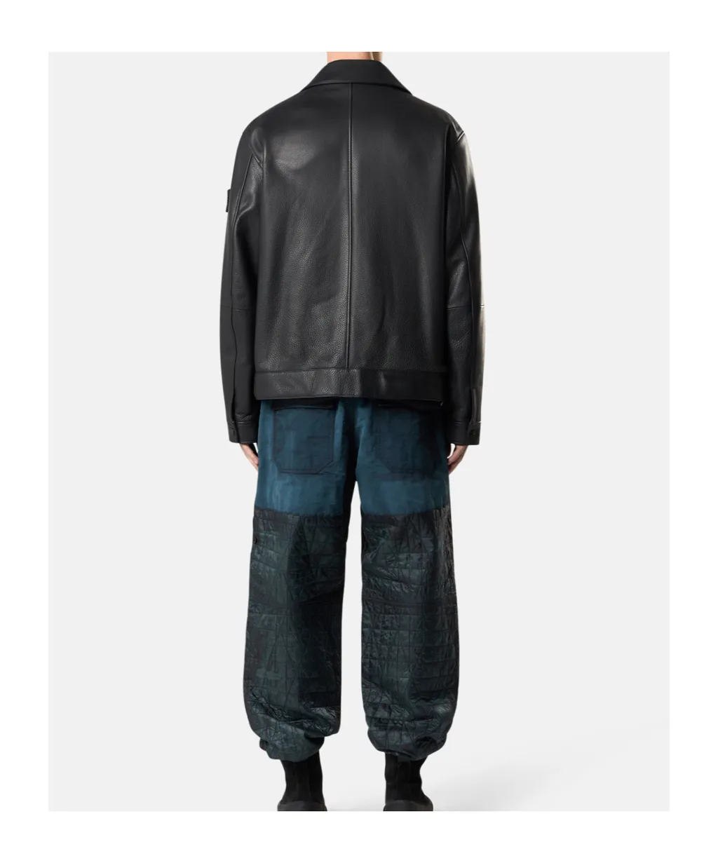 Panelled Zip-Fastening Leather Jacket