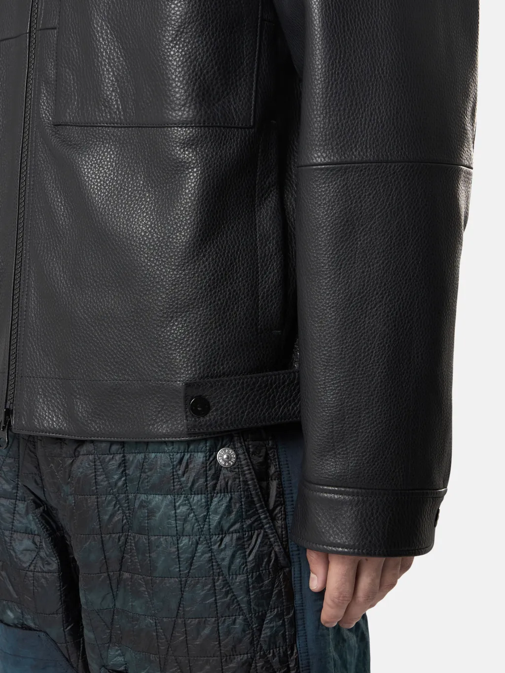 Panelled Zip-Fastening Leather Jacket