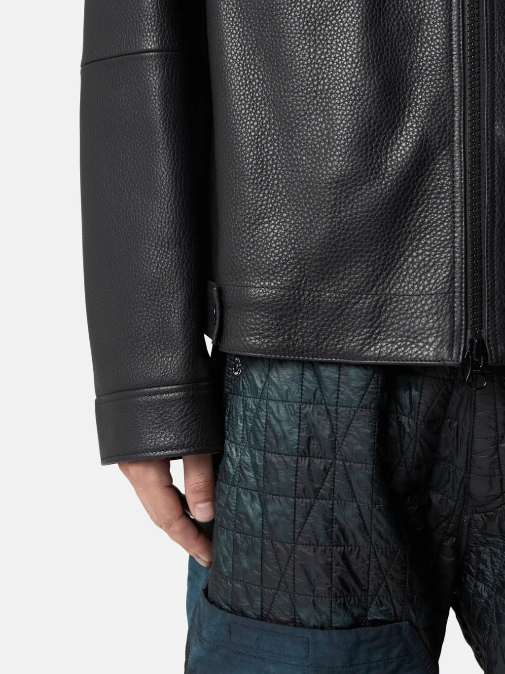Panelled Zip-Fastening Leather Jacket