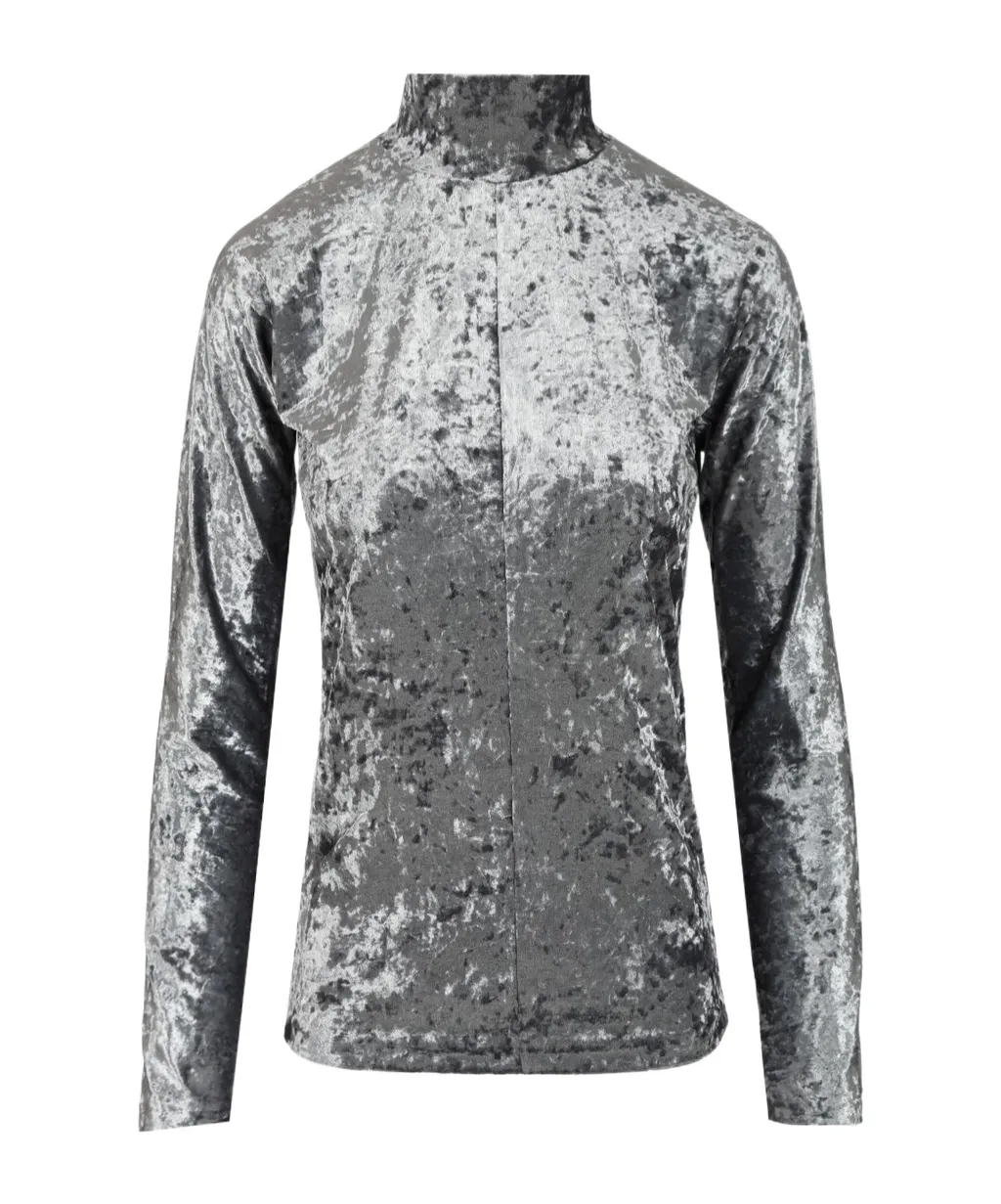 Forte Forte Iridescent Velvet High-Collar Top