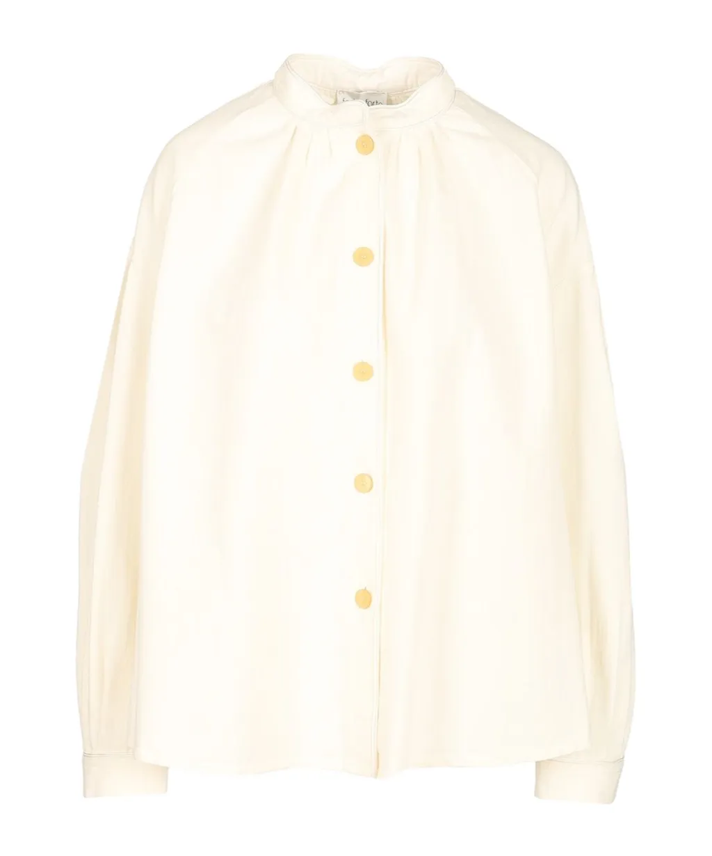 Forte Forte Mandarin Collar Puff Sleeve Top