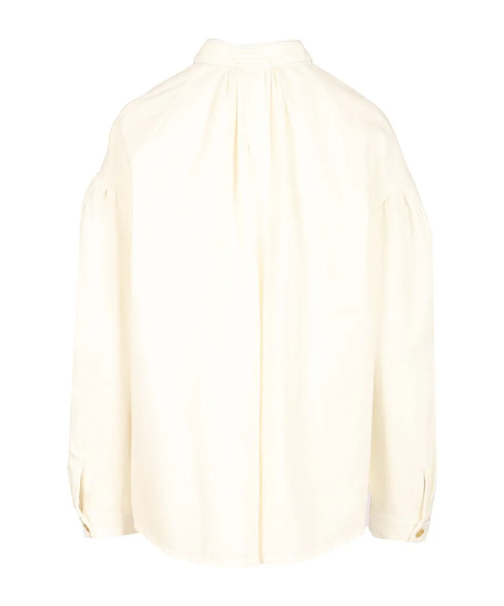 Forte Forte Mandarin Collar Puff Sleeve Top