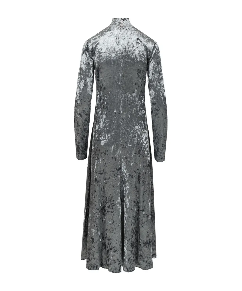 Forte Forte High Collar Velvet Midi Dress