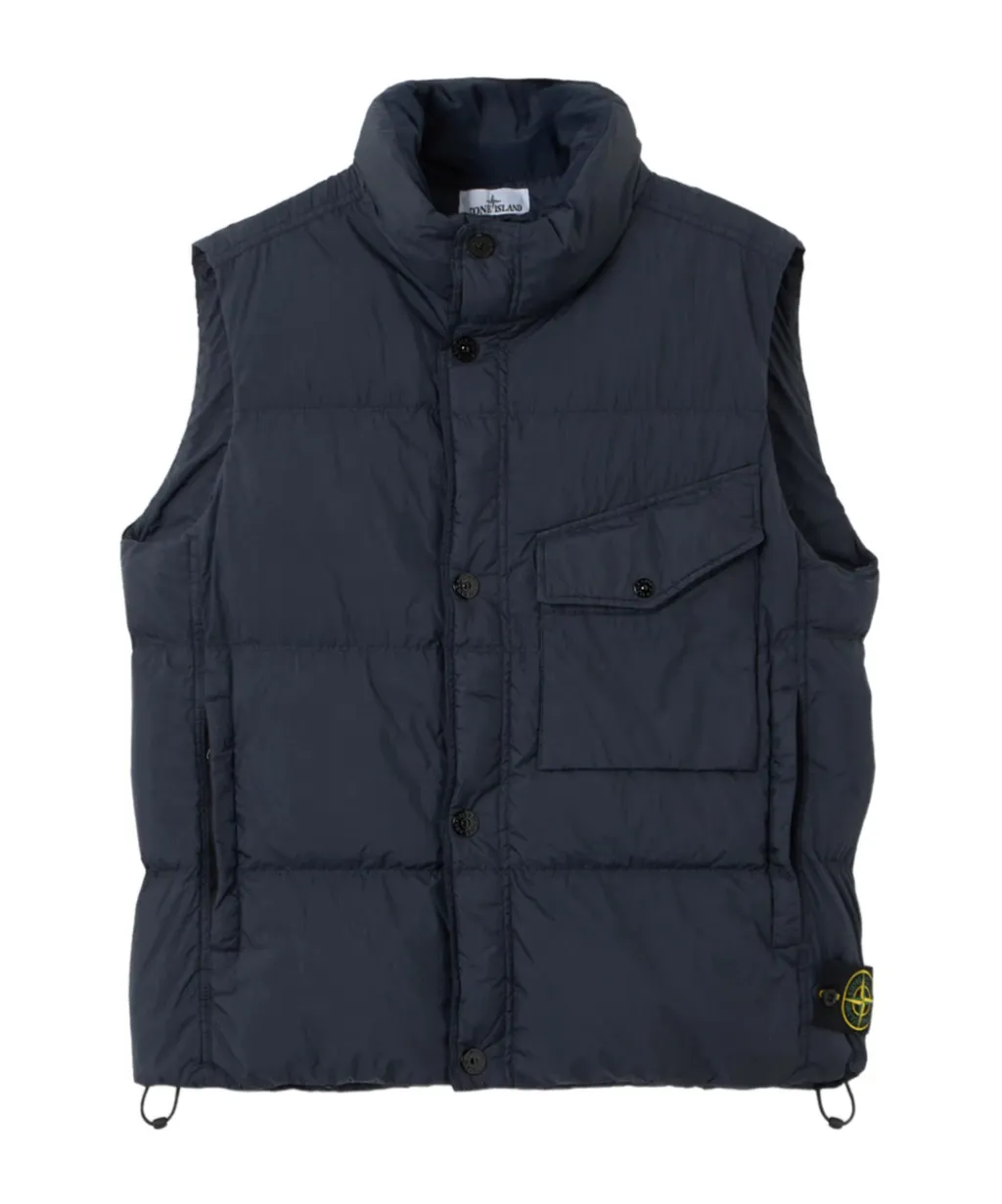 Stone Island Logo Patch High Neck Sleeveless Vest