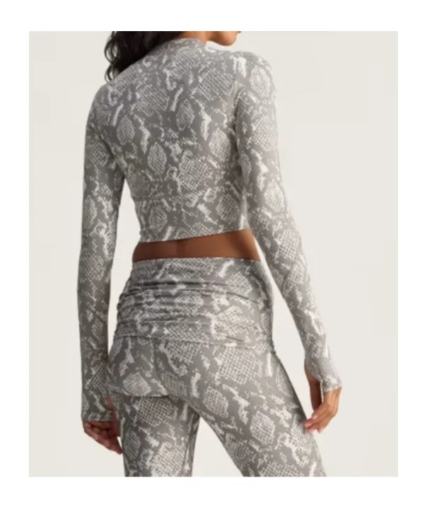 Snake-Print Long-Sleeve Top