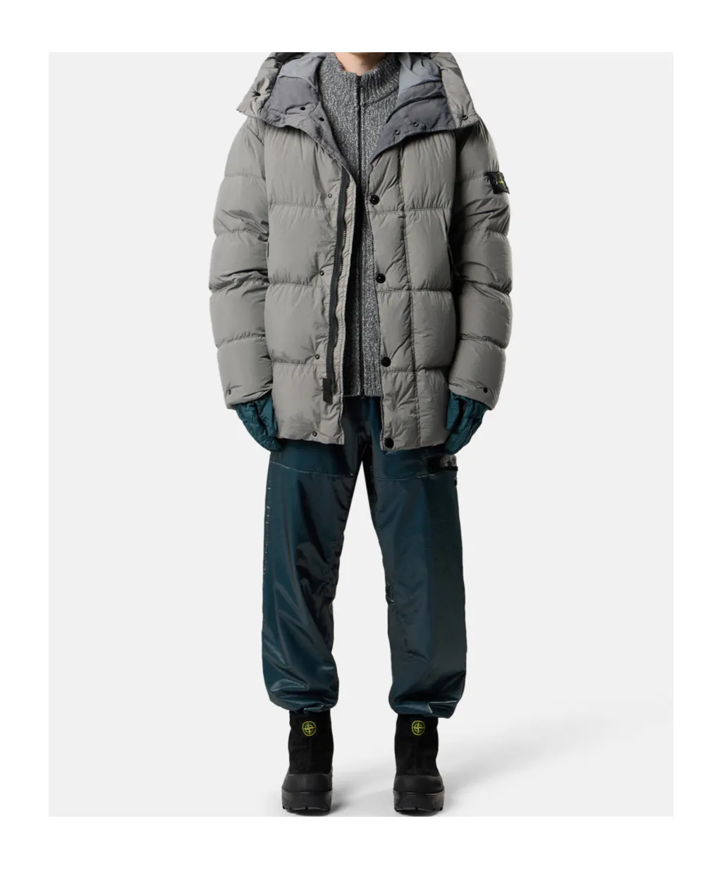 Stone Island Logo Patch Hooded Coat