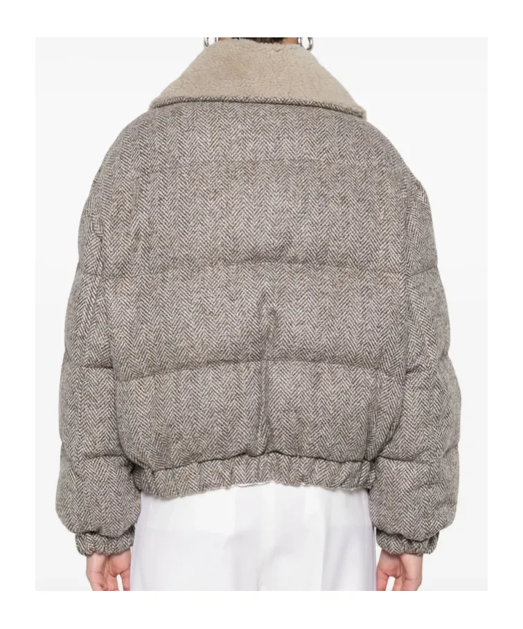 Brunello Cucinelli Herringbone Zip-Up Quilted Jacket