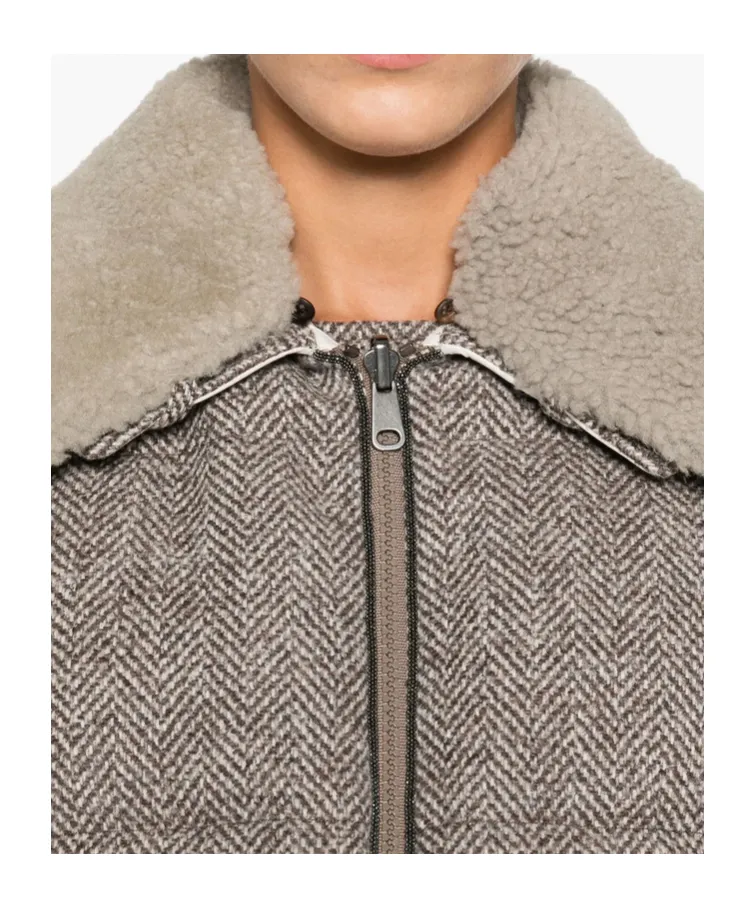 Brunello Cucinelli Herringbone Zip-Up Quilted Jacket