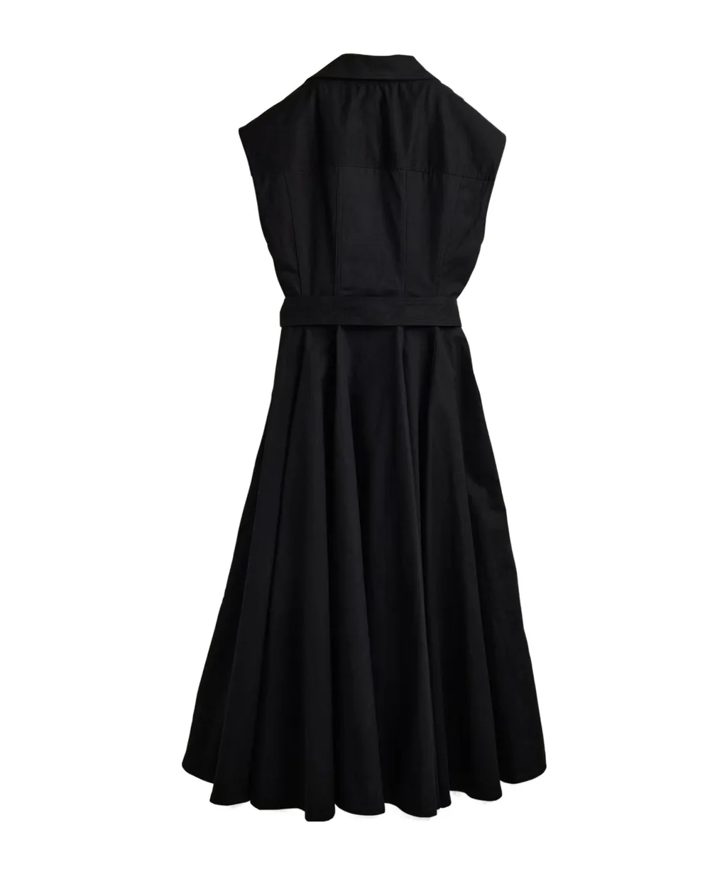 Zip-Detail Belted Dress