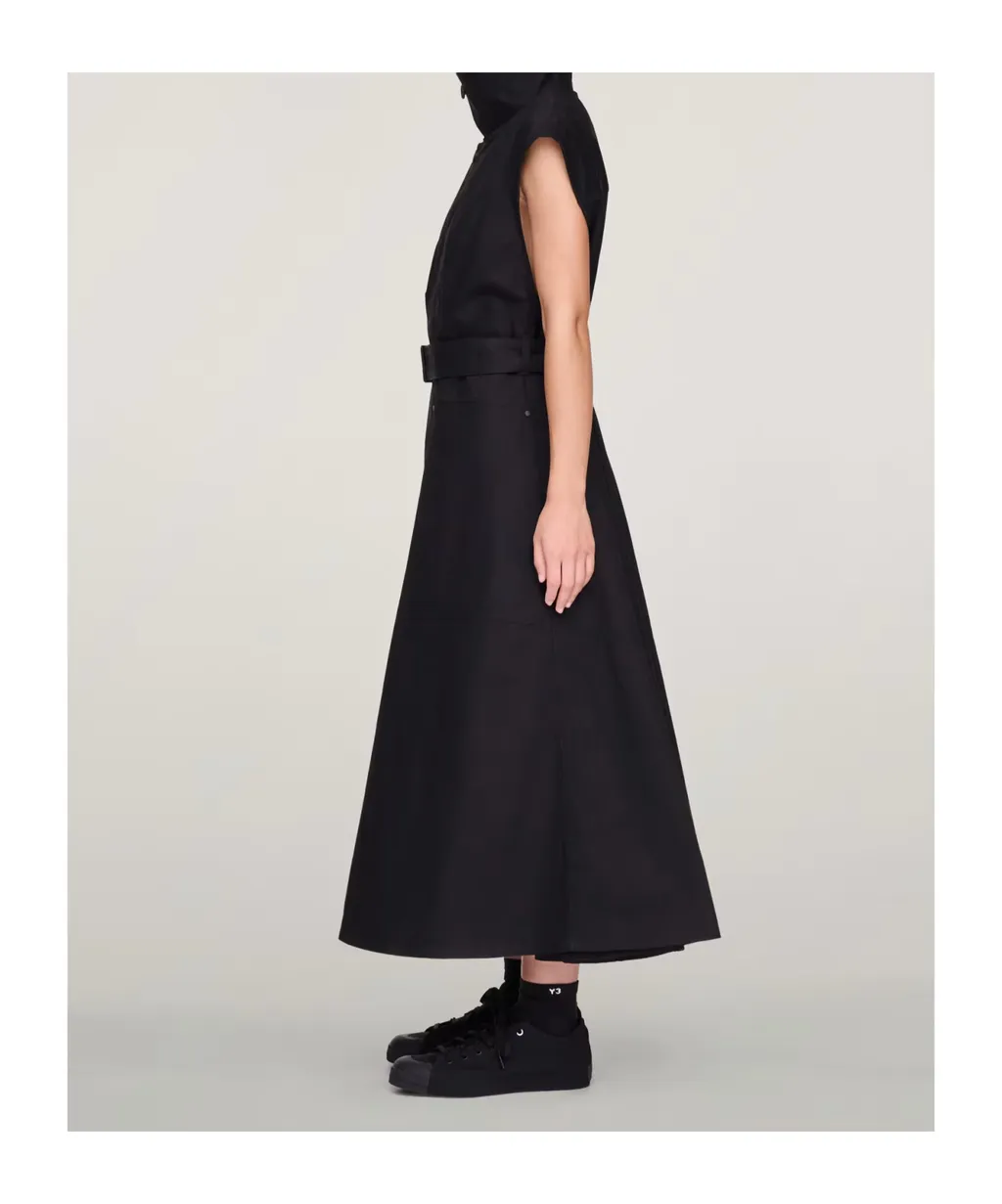 Zip-Detail Belted Dress