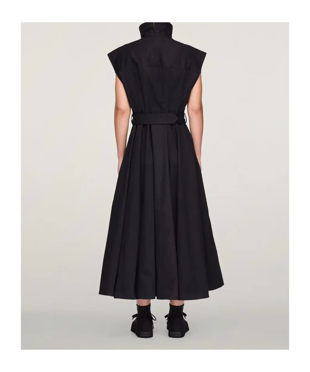 Zip-Detail Belted Dress