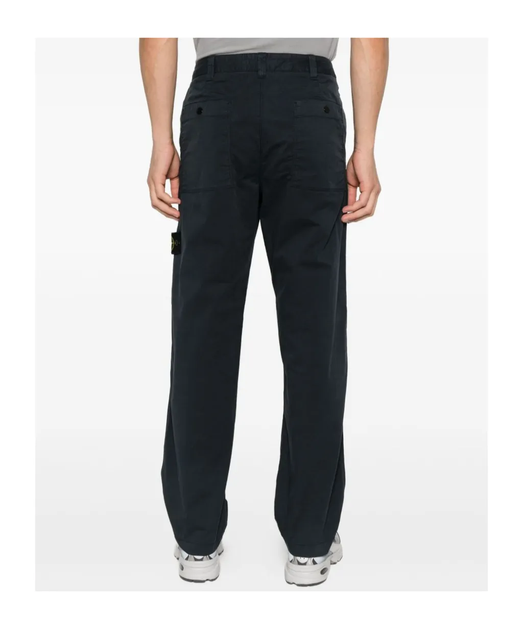 Stone Island Logo Patch Straight-Leg Trousers