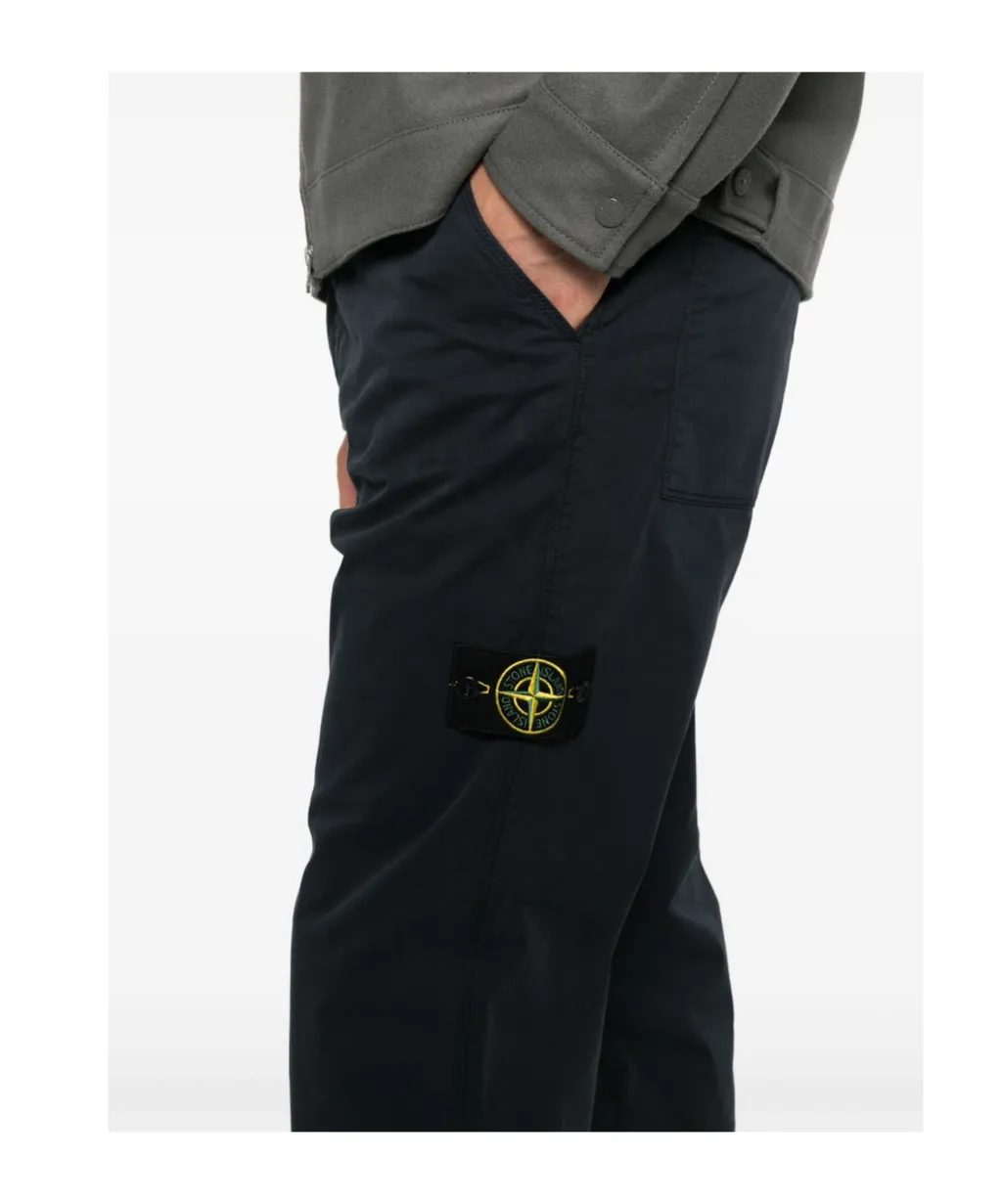Stone Island Logo Patch Straight-Leg Trousers