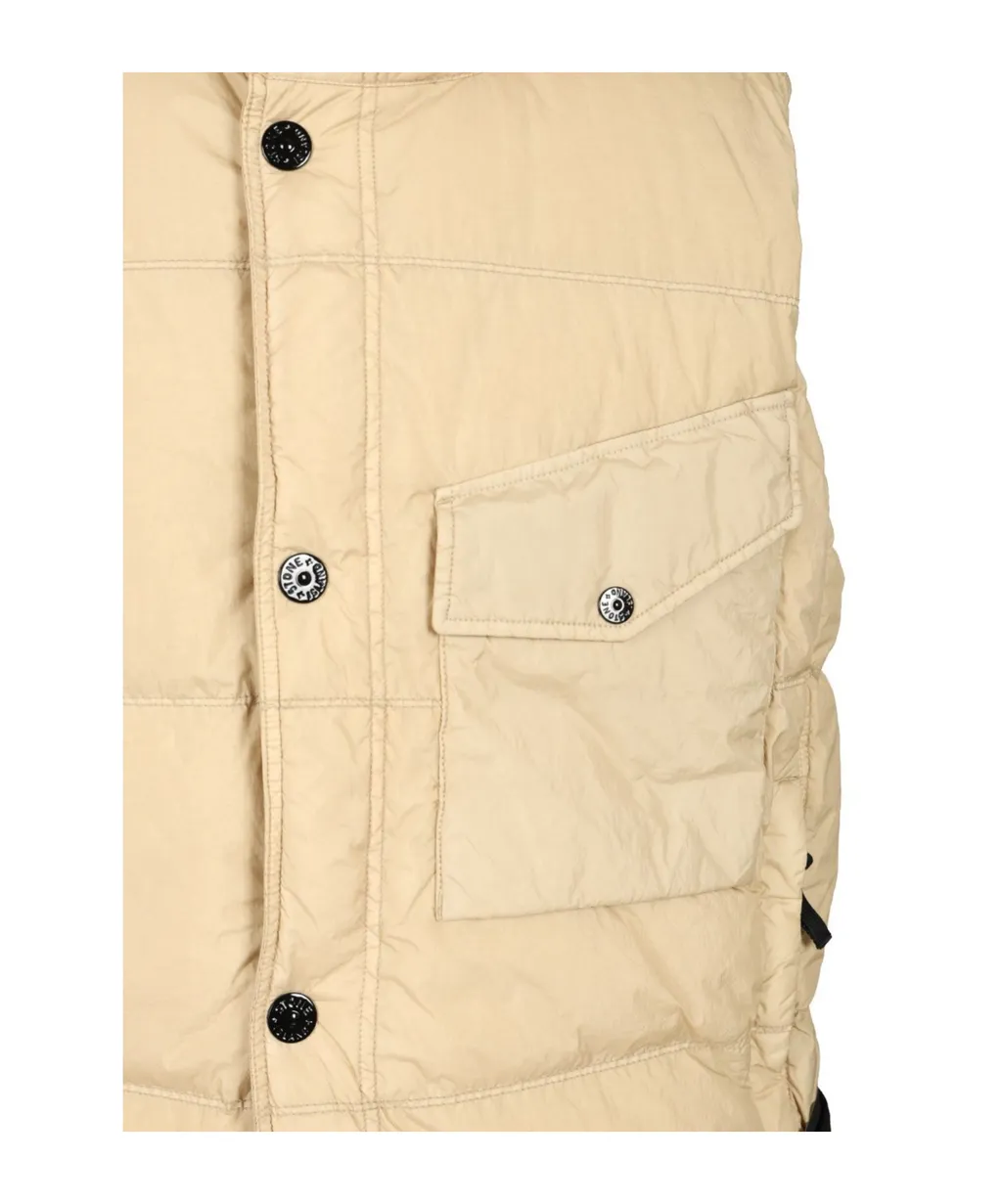Stone Island Logo Patch High Neck Sleeveless Vest