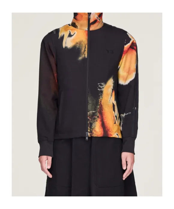 Abstract-Print Zip-Up Jacket