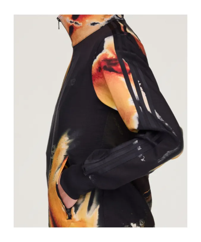 Abstract-Print Zip-Up Jacket
