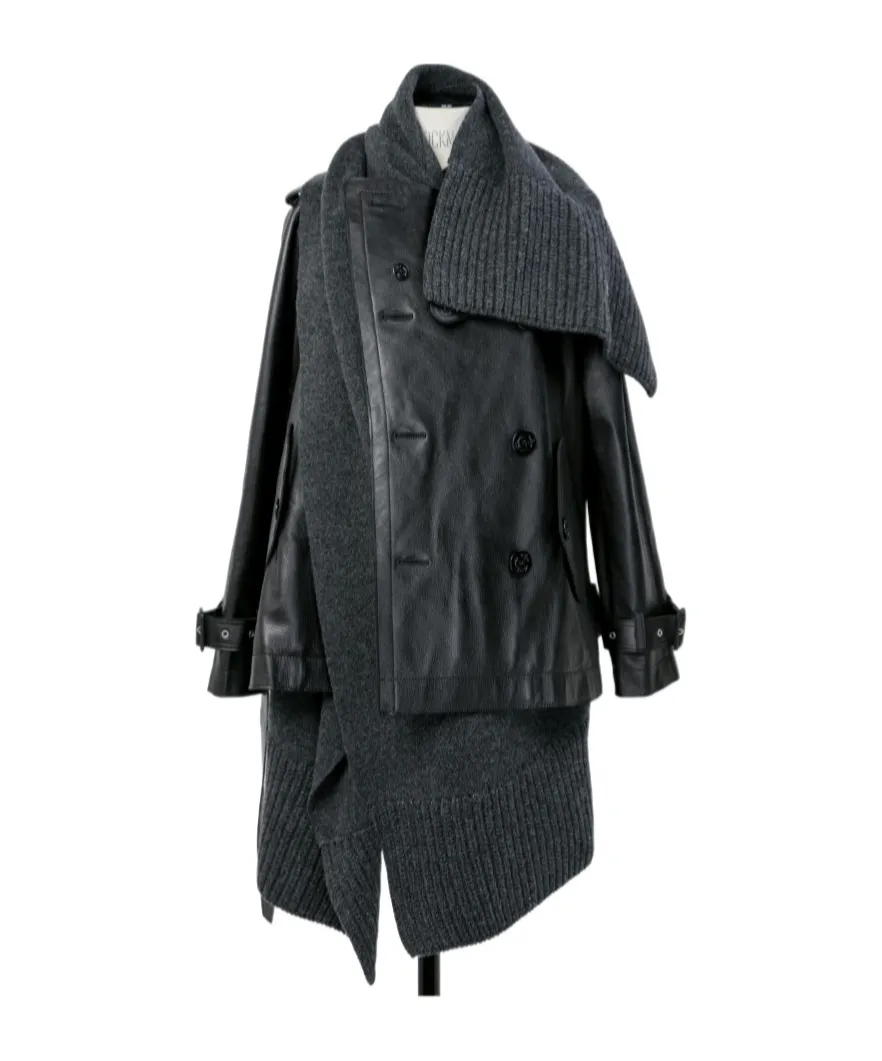 Leather X Wool Knit Jacket