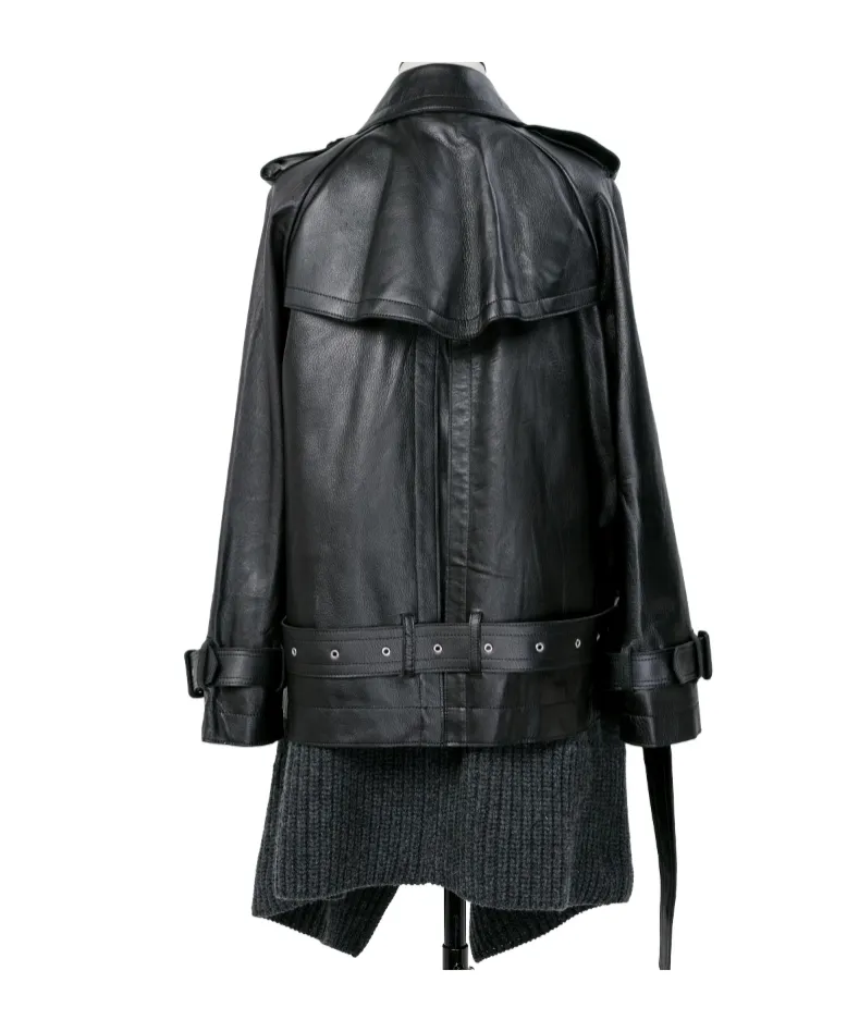 Leather X Wool Knit Jacket
