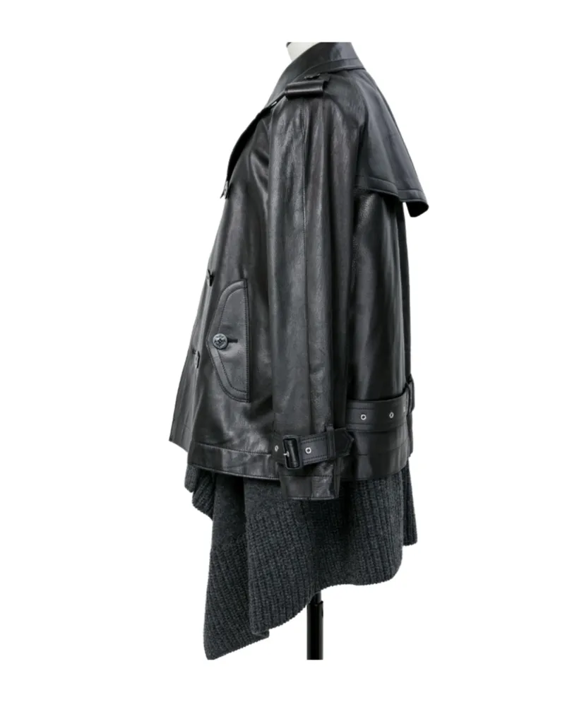 Leather X Wool Knit Jacket