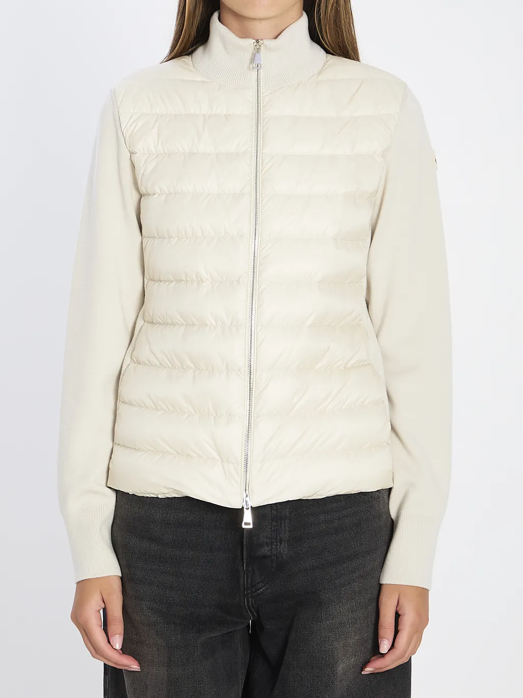 Padded Wool Zip-Up Cardigan