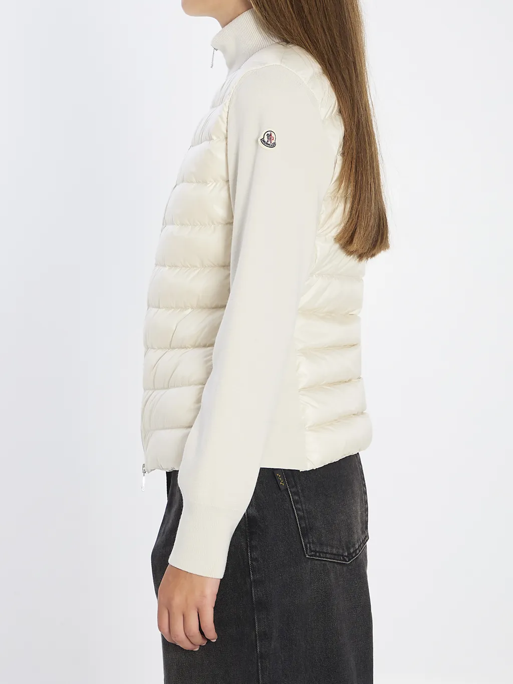 Padded Wool Zip-Up Cardigan