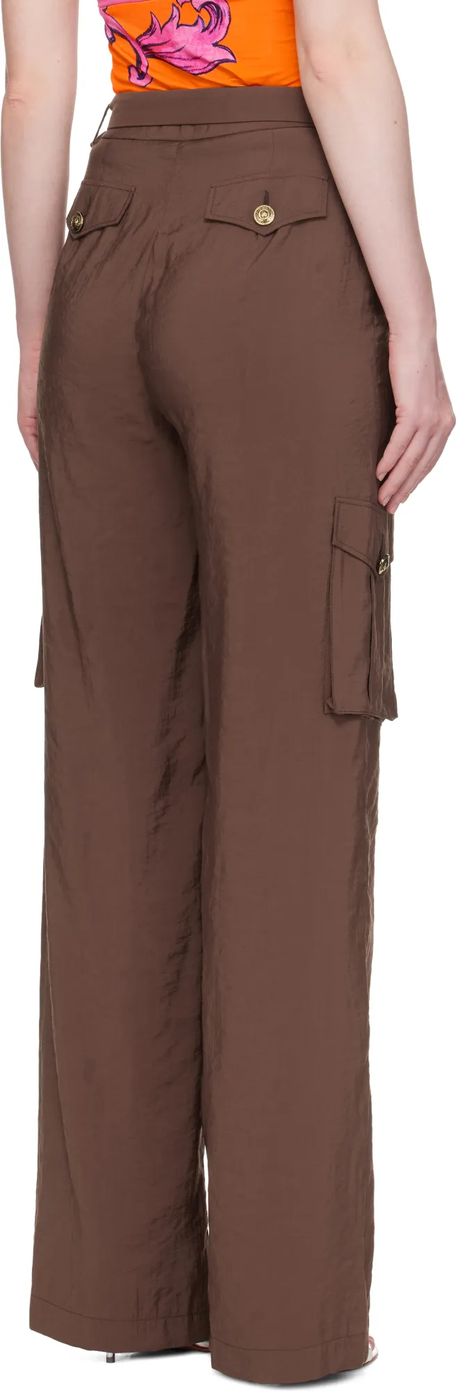 Versace Jeans Couture Crinkled-Finish Belted Cargo Pants