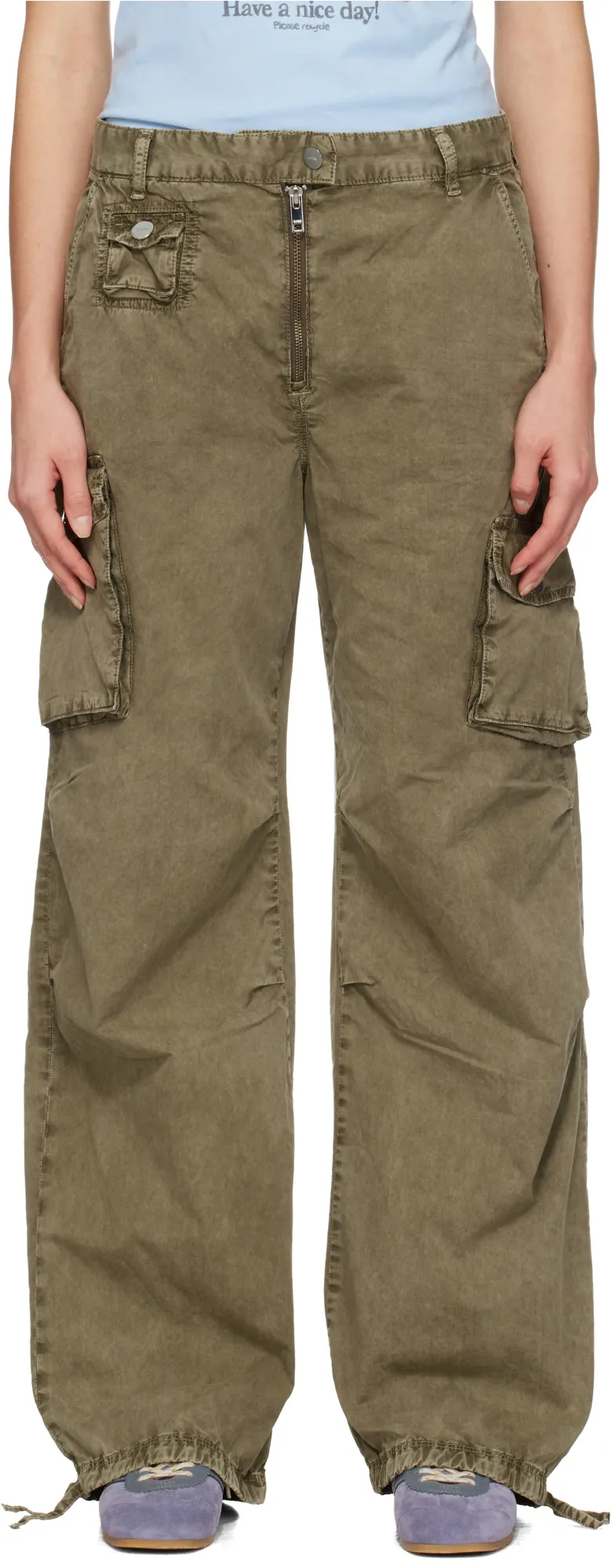 Green Washed Twill Trousers