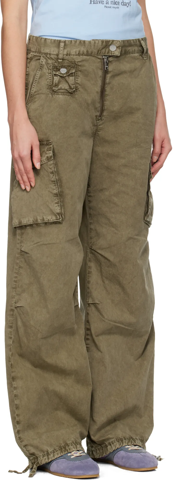 Green Washed Twill Trousers