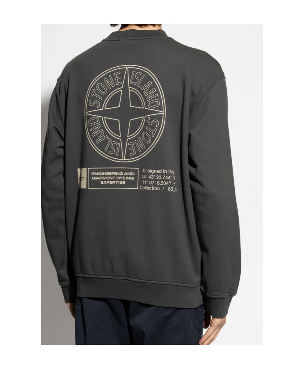 Stone Island Logo Printed Crewneck Sweatshirt