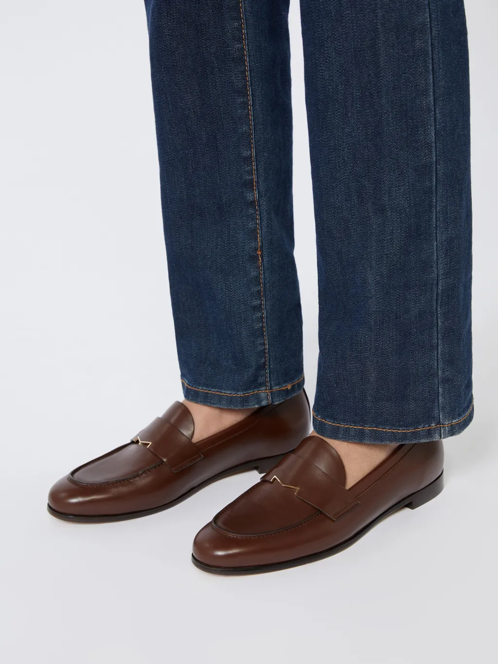 Semi-Glossy Leather Moccasins