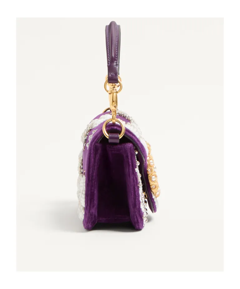 Valentino Garavani Locò Small Embroidered Shoulder Bag With Jewel Logo