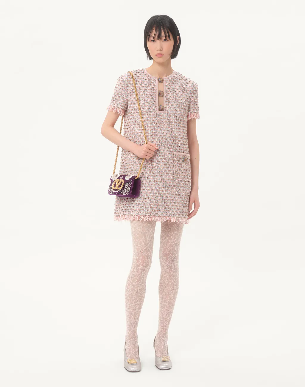 Valentino Garavani Locò Small Embroidered Shoulder Bag With Jewel Logo