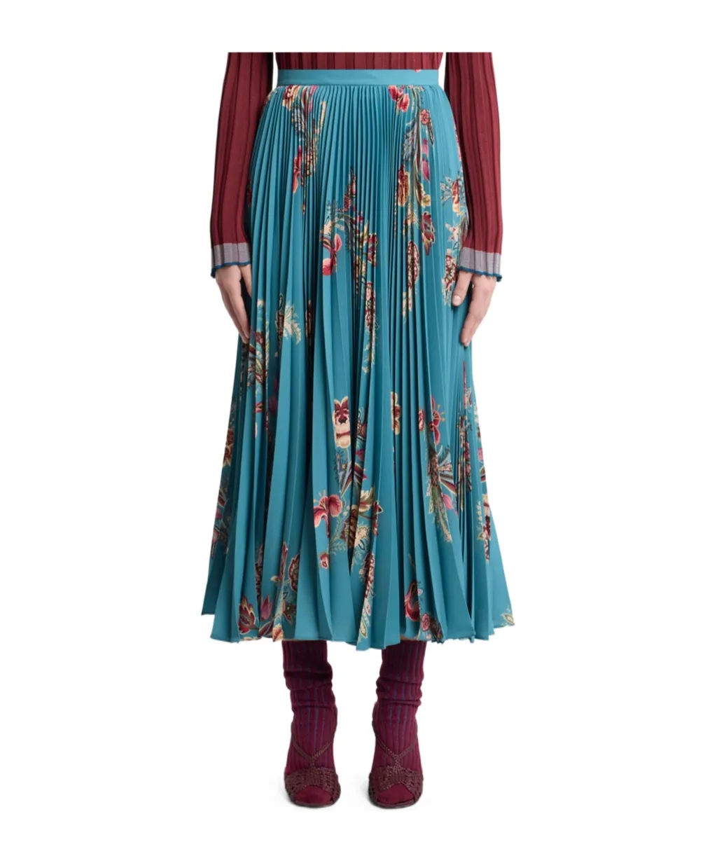 Pleated Sable Skirt With Print