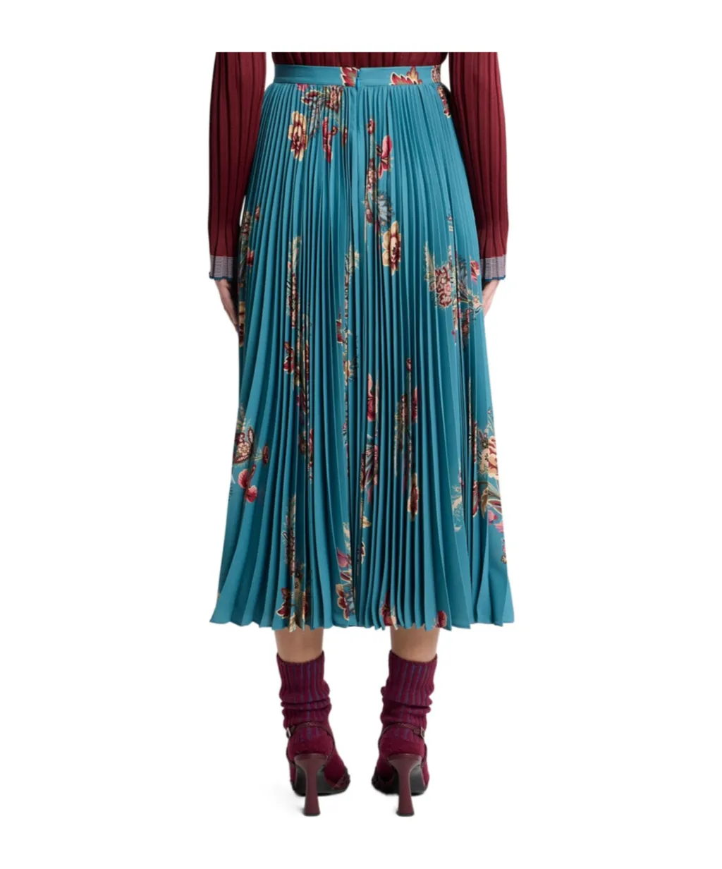 Pleated Sable Skirt With Print