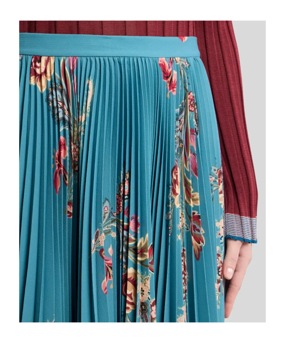 Pleated Sable Skirt With Print