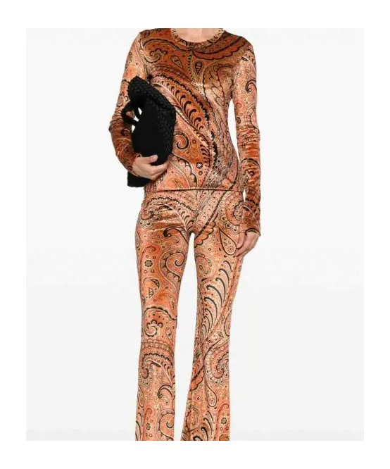 Paisley-Print Velvet Top