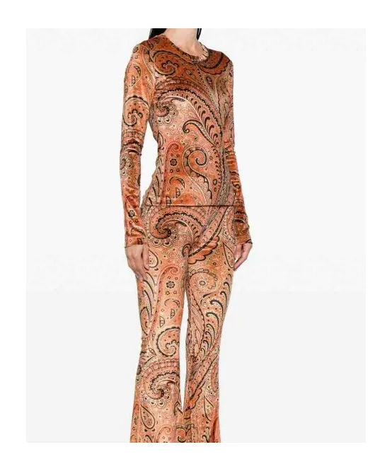Paisley-Print Velvet Top