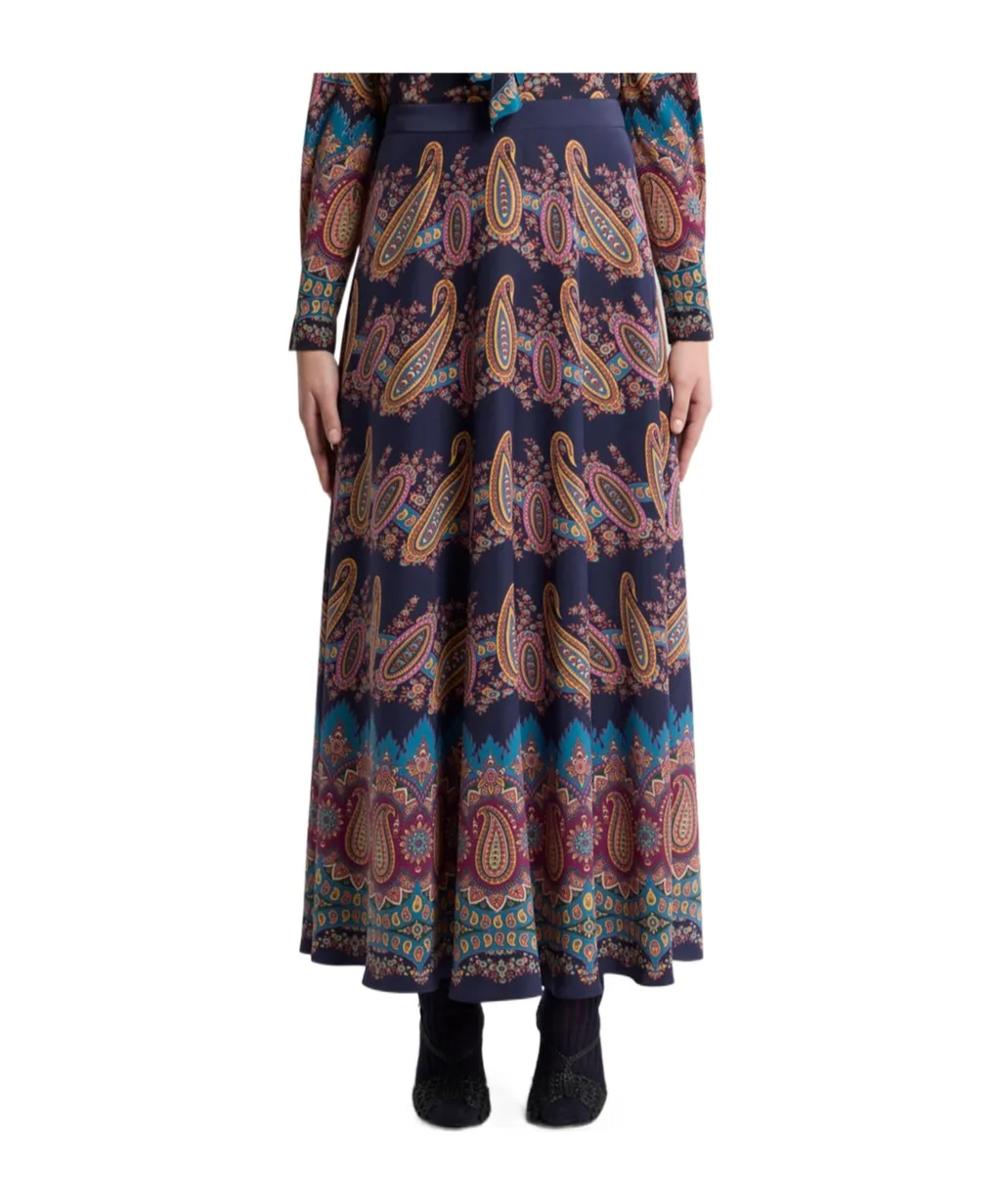 Etro Paisley-Printed Pleated Maxi Skirt