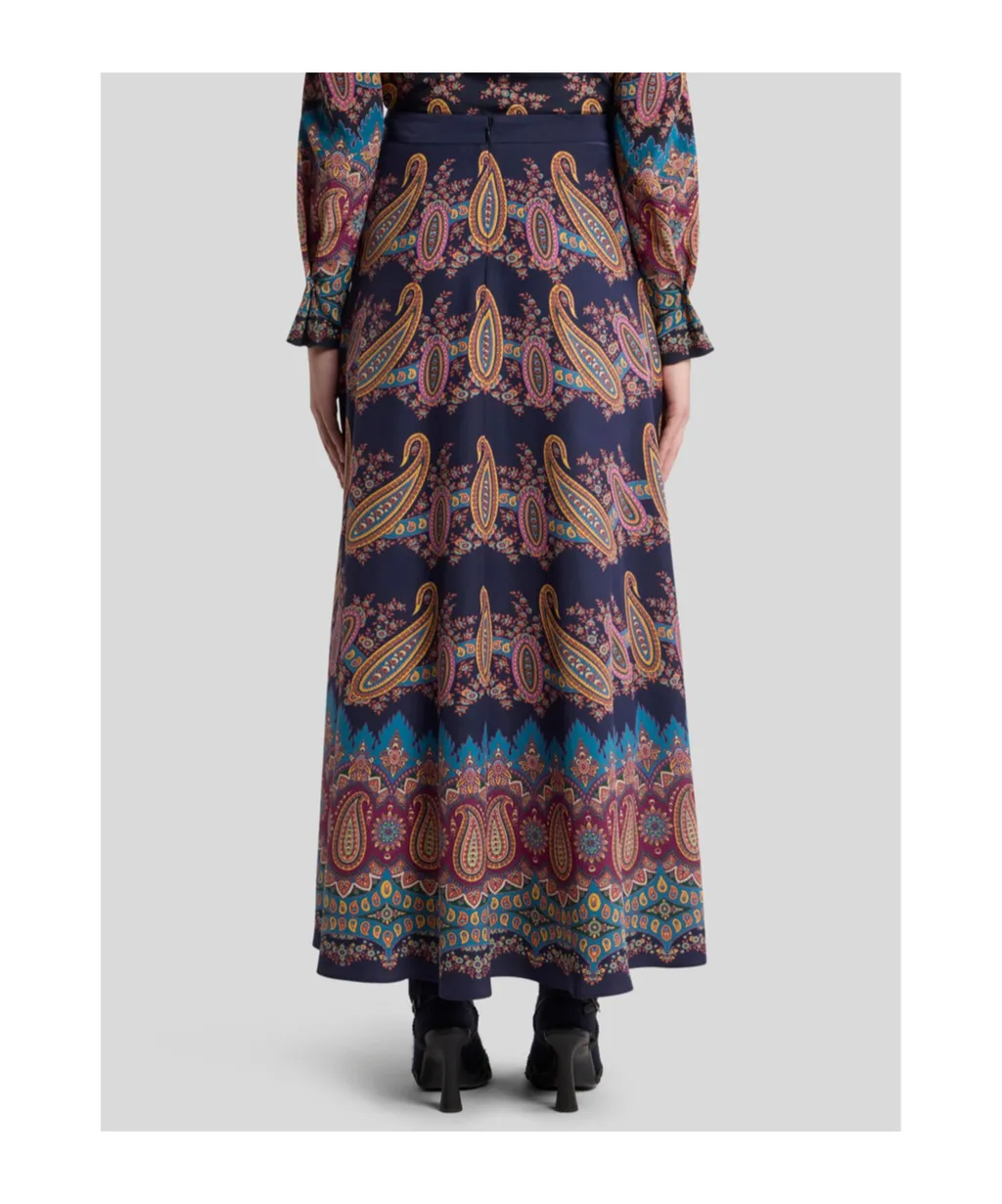 Etro Paisley-Printed Pleated Maxi Skirt