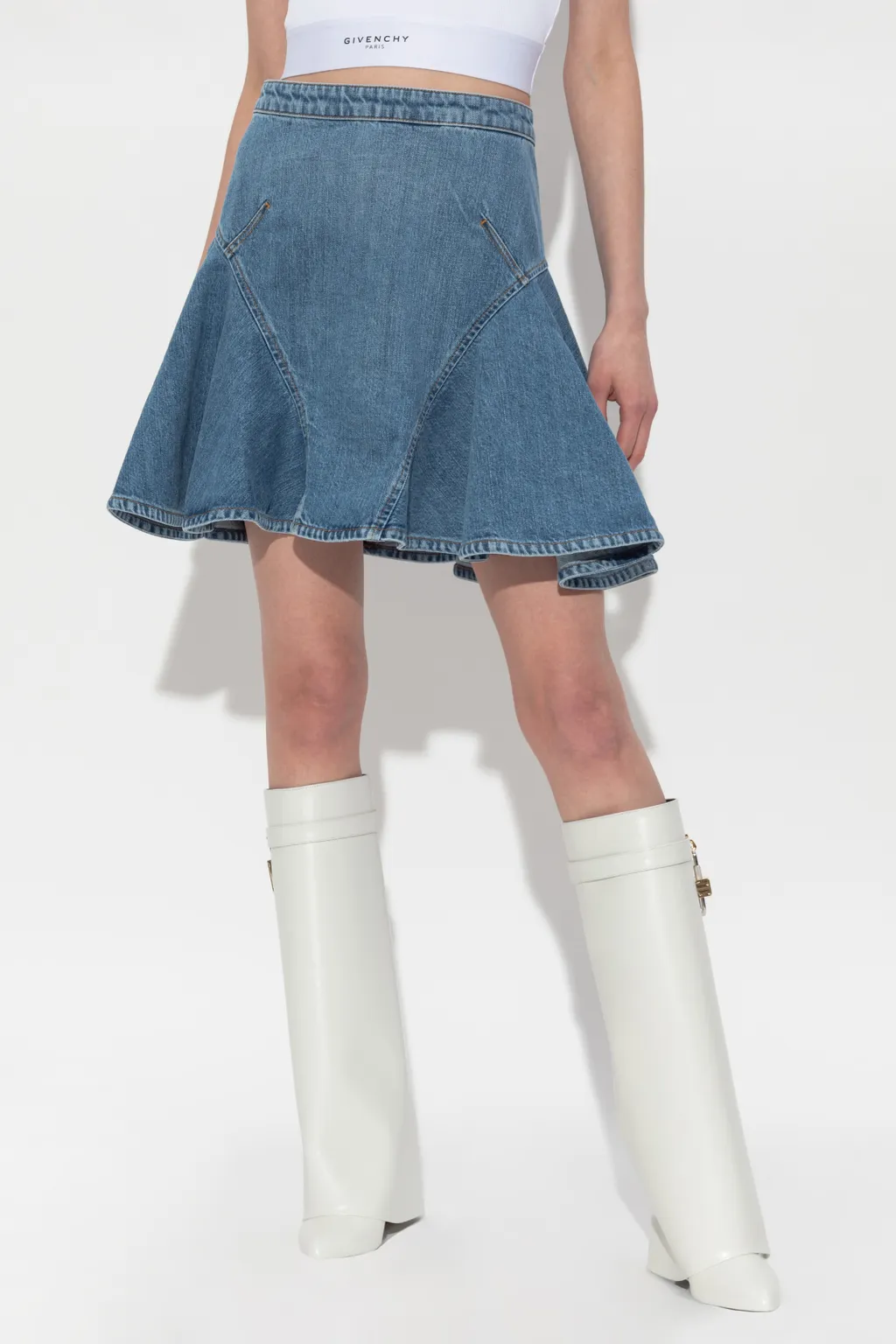 Givenchy Flared Denim Mini Skirt