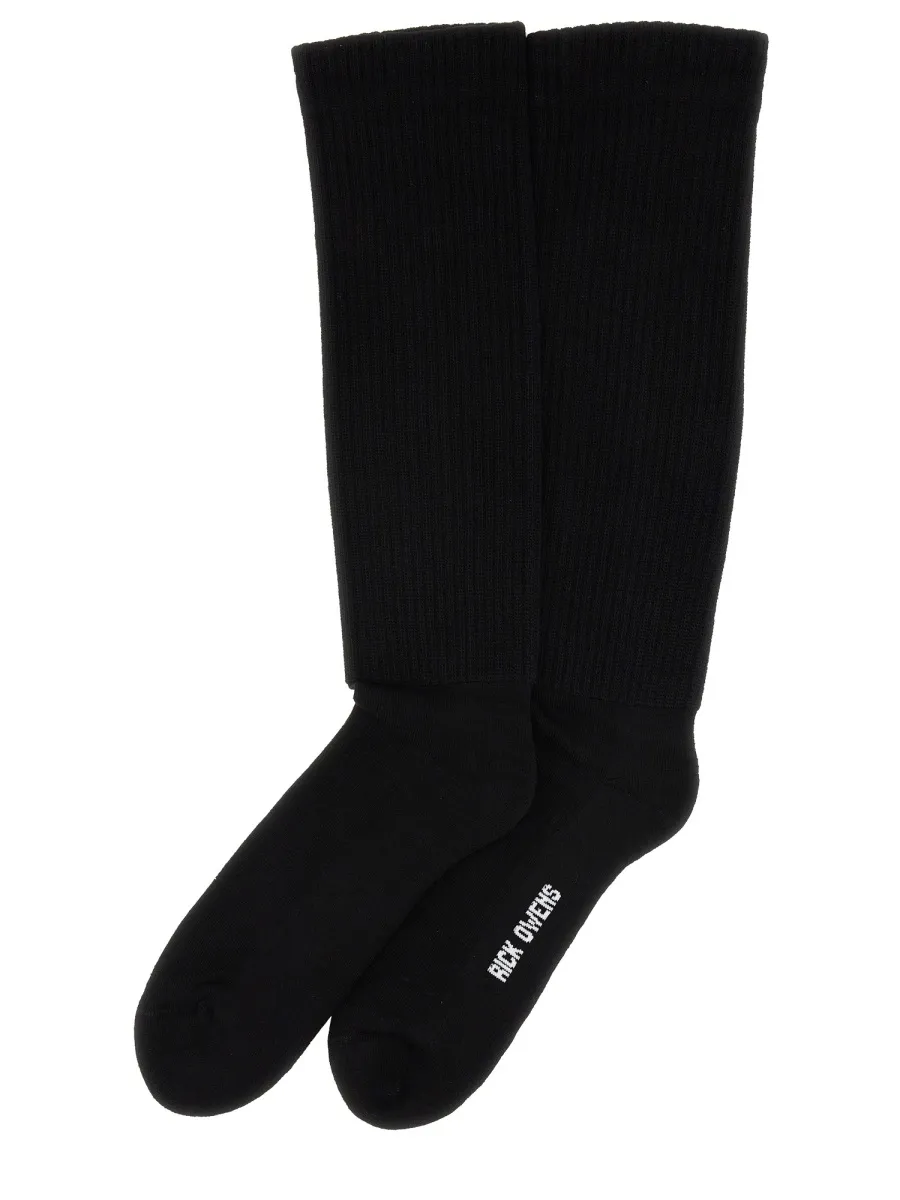 Rick Owens Logo Intarsi-Knit Mid Calf Socks
