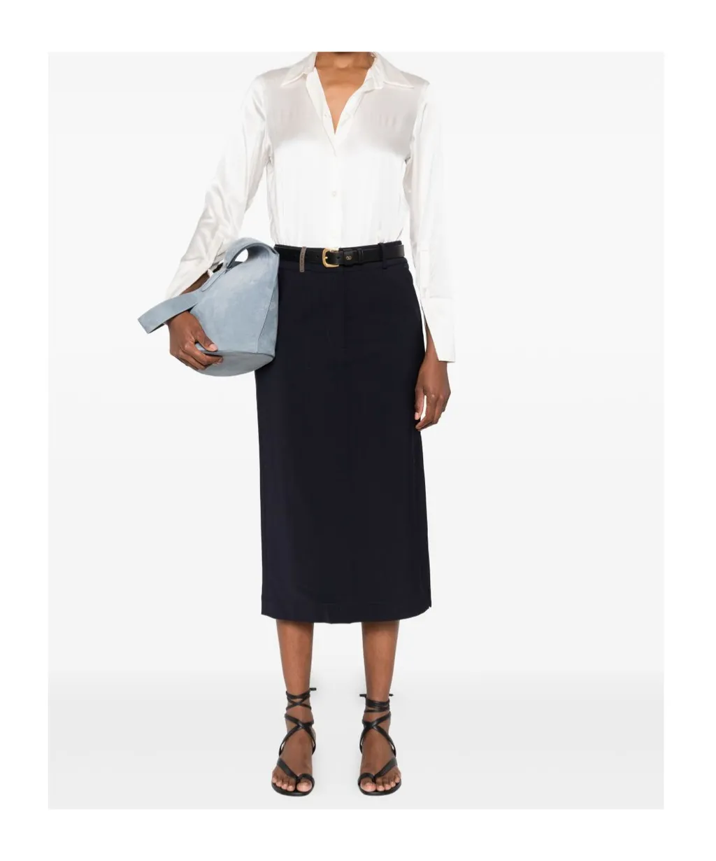 Belt-Loops Midi Skirt