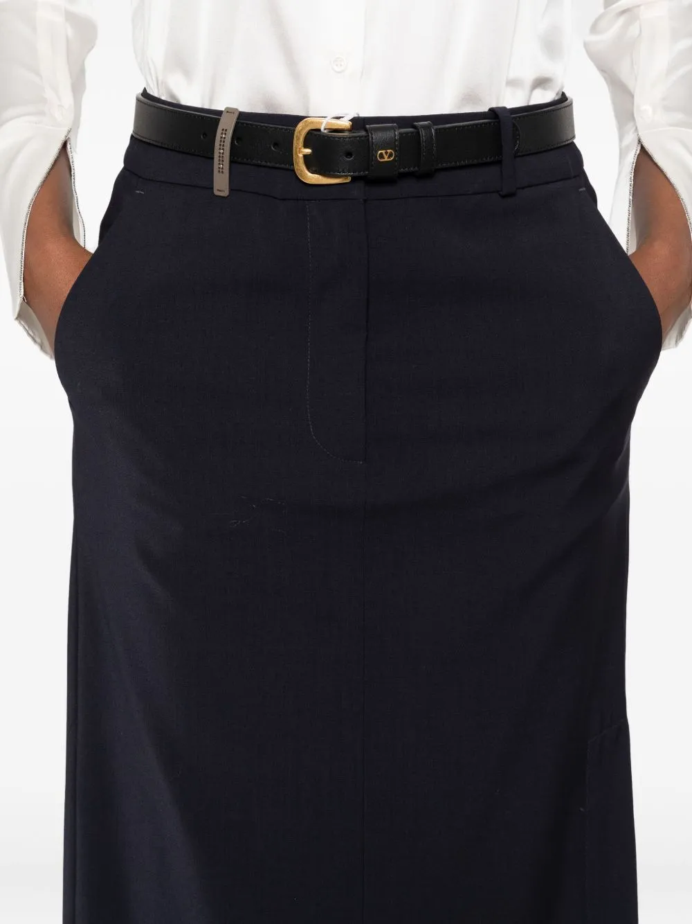 Belt-Loops Midi Skirt