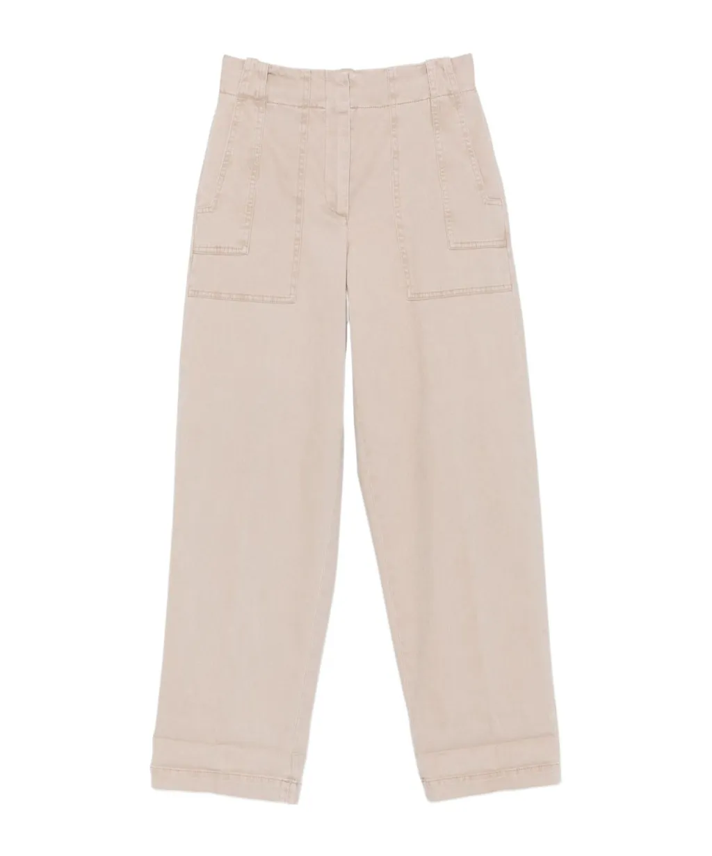 Pocket-Cuffed Cropped Trousers