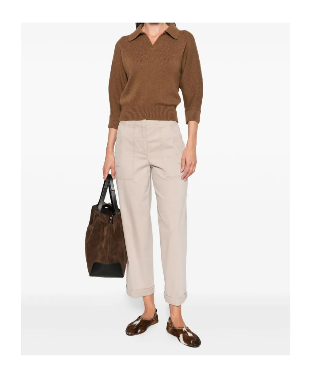 Pocket-Cuffed Cropped Trousers