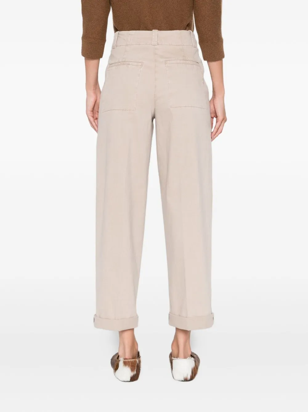 Pocket-Cuffed Cropped Trousers