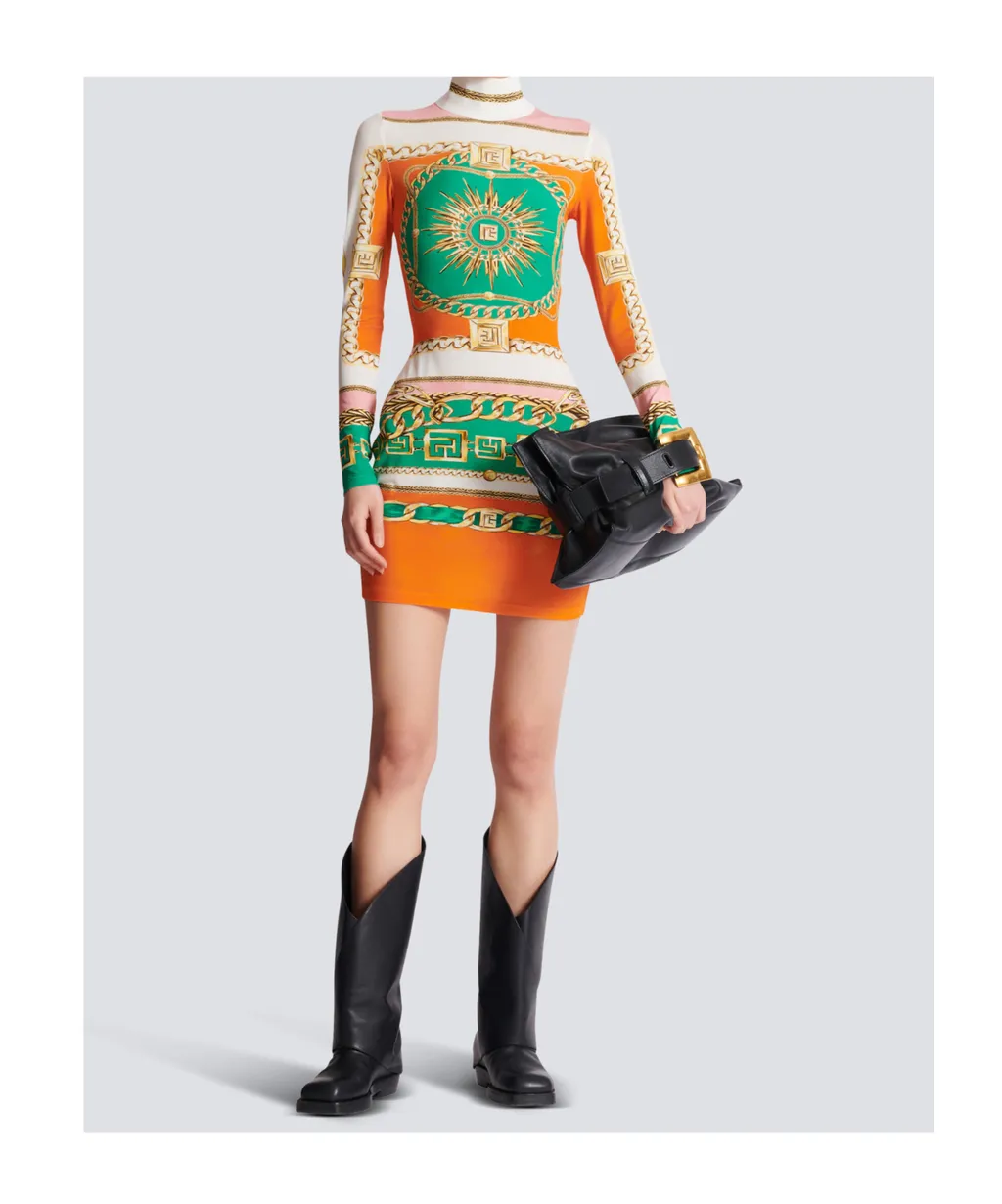 Balmain Foulard Pattern Short Printed Bodycon Dress